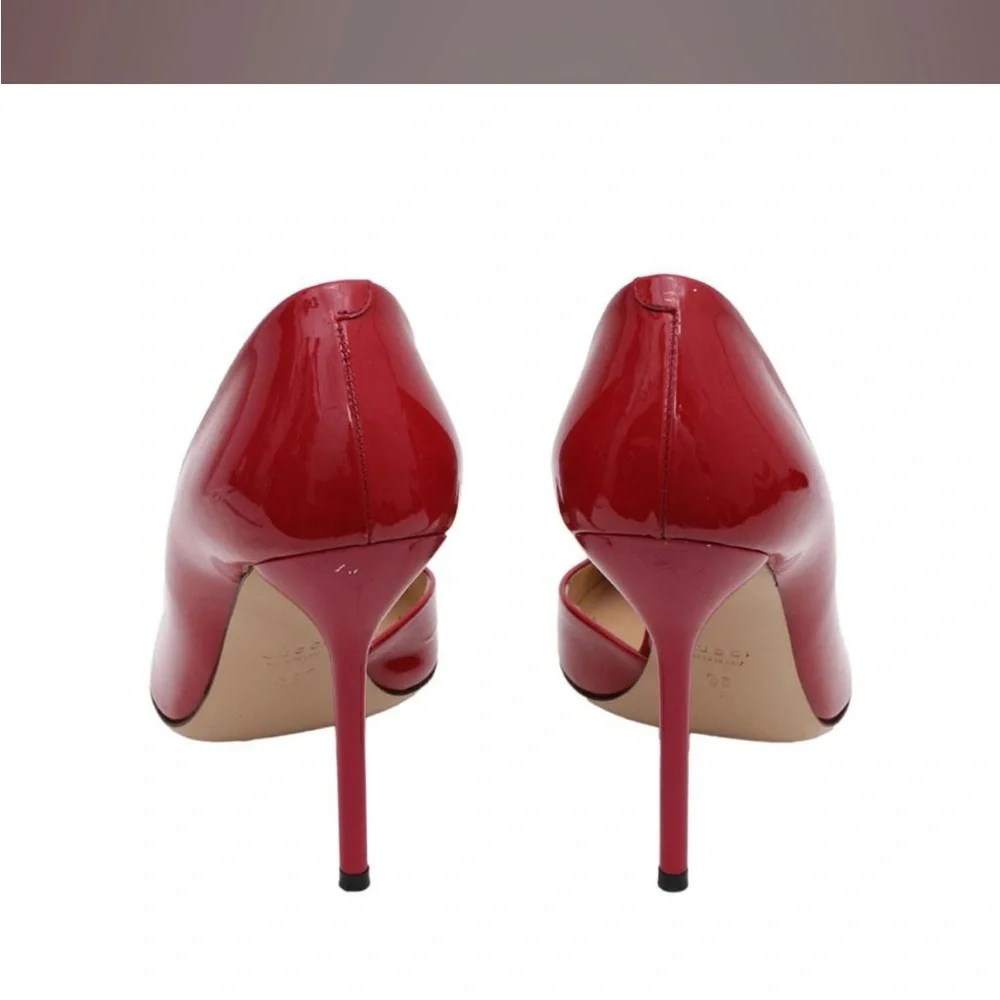 Gucci Red Patent Leather Pointed Toe D'orsay Pumps Size 36. 41/2” heel - Picture 5 of 6